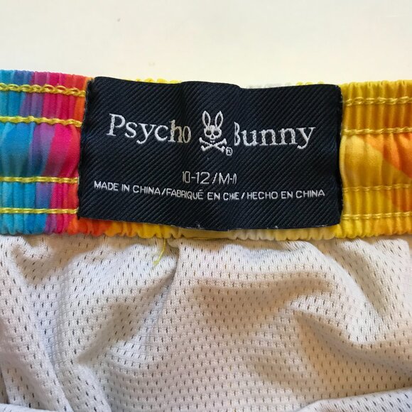 Psycho Bunny Print Shorts Swim Trunks Boys 10 12 Medium Blue Pink Tie Dye 4.5" - Picture 6 of 11